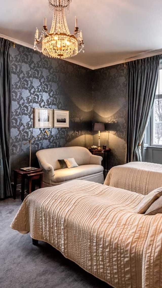 Et av soverommene på Borregaard Hovedgård. Foto.