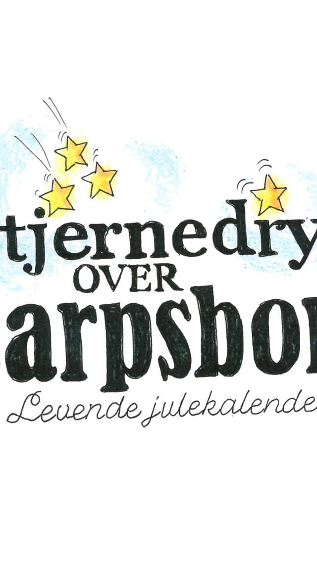 Bilde en plakat hvor det står Stjernedryss over Sarpsborg