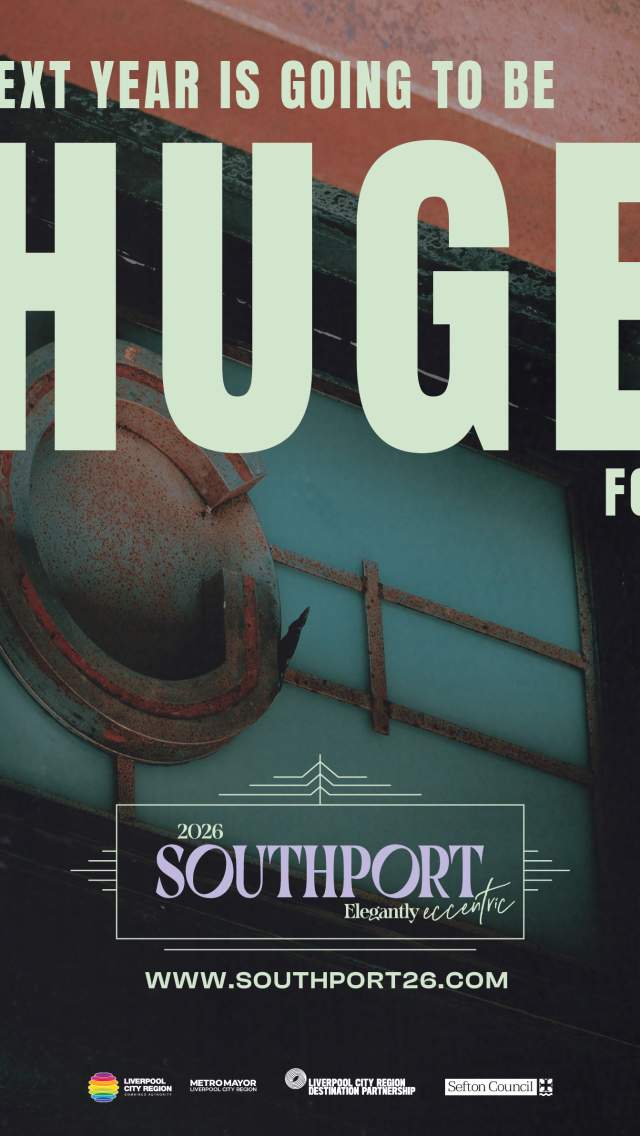 Poster reads: Next year is going to be huge for Southport - promoting special events coming to town in 2026