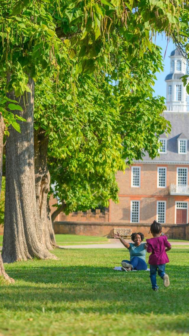 Family on the Governor's Palace Lawn