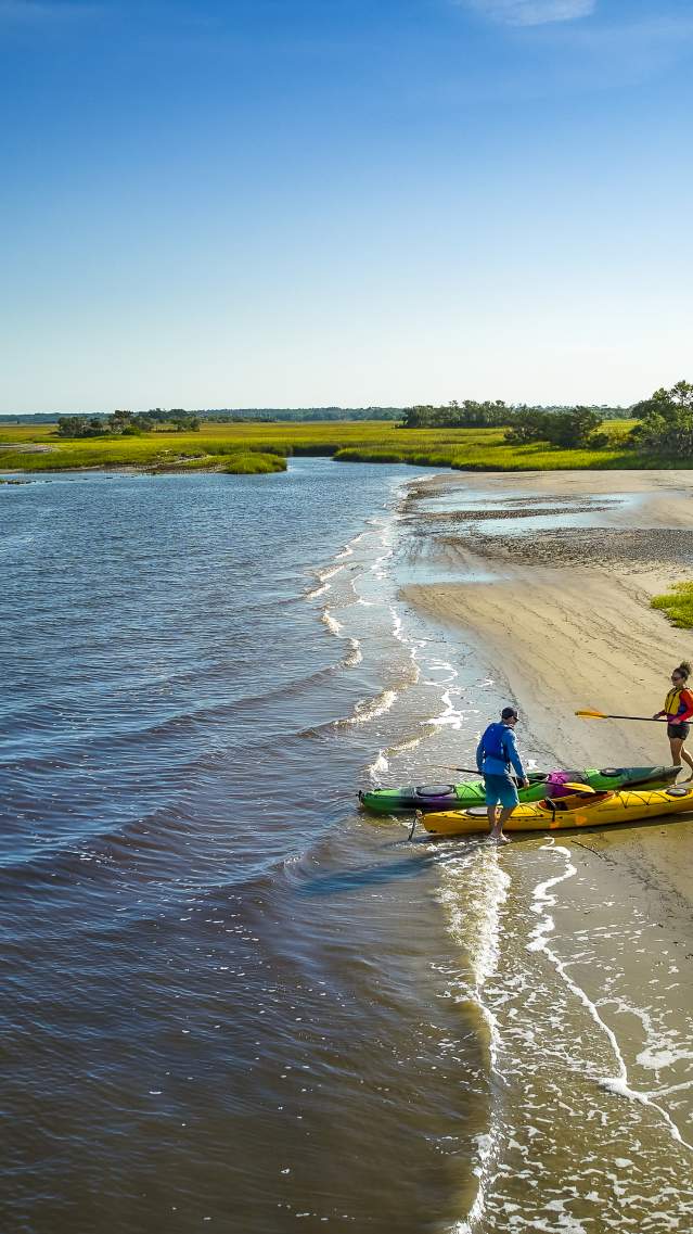 Kayaking on the beach in the Golden Isles