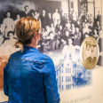 woman looking at an exhibit