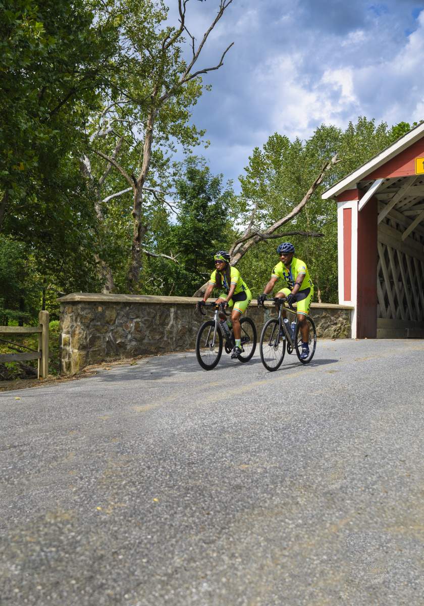 Bikers at Covered Bridge