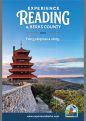 This is the cover of the 2026 Travel Guide for Experience Reading & Berks County.  It shows a deep blue sky, with the Reading Pagoda and the valley below.
