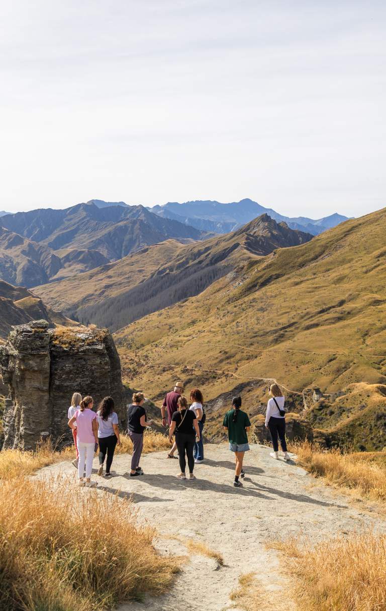 Group of people with scenery