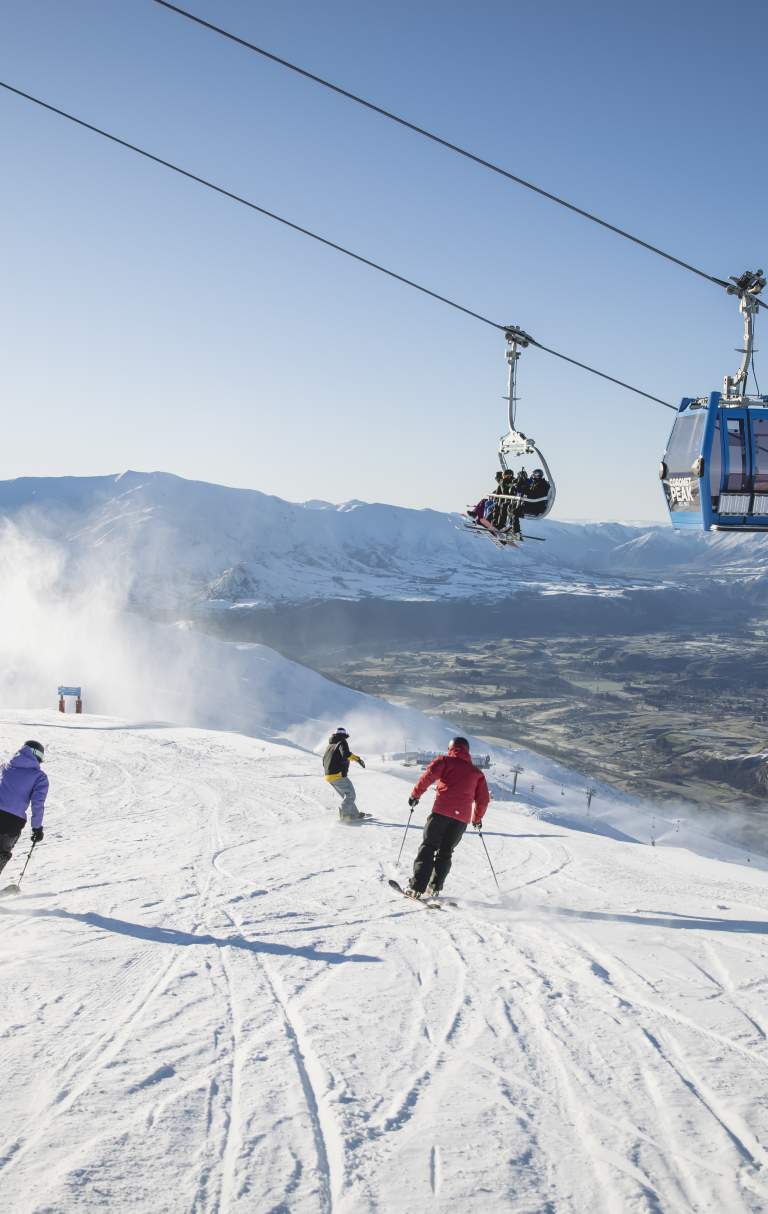 Skiing on Coronet Peak on a bluebird day