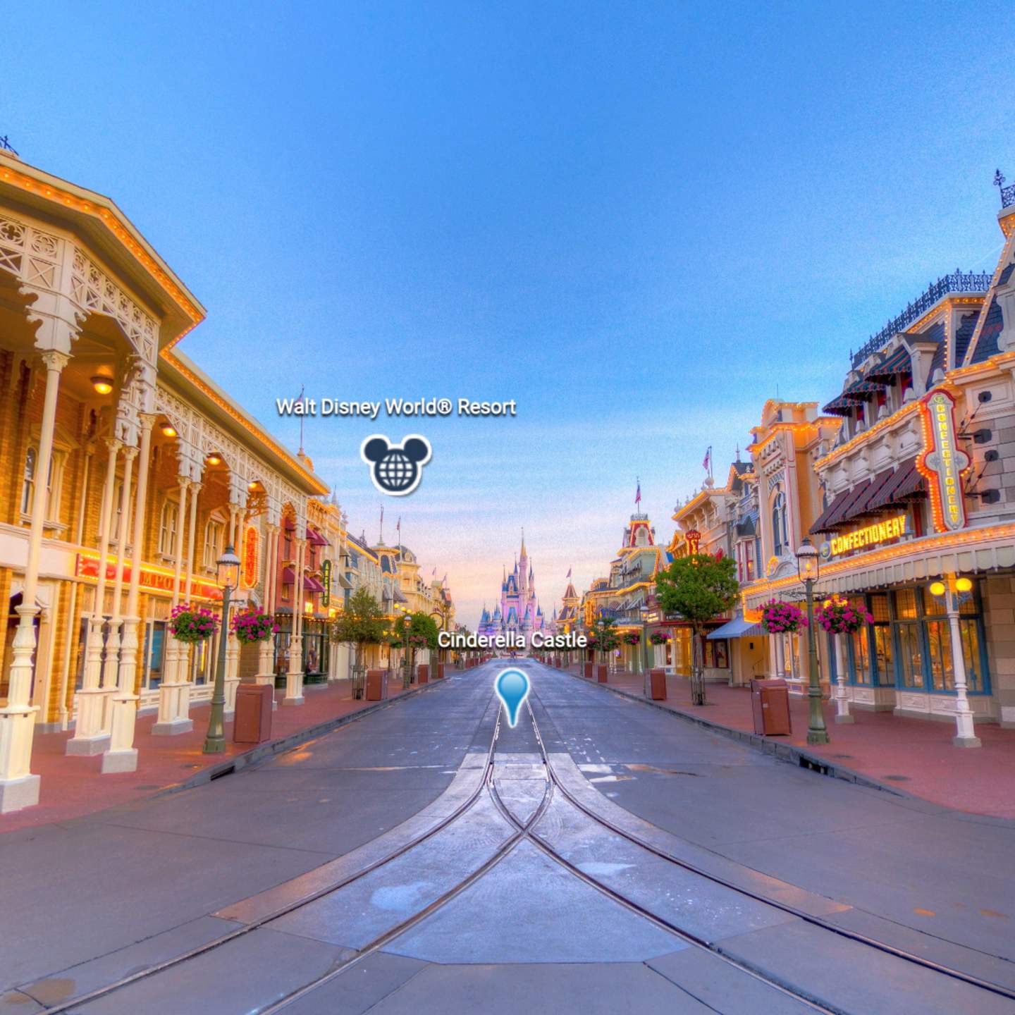 Virtual tour image of Walt Disney World Resort (Magic Kingdom) for Visit Orlando website. Created in house, full usage rights.