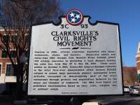 Signage placed at for the Clarksville Civil Rights Movement