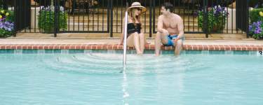 couple at hotel pool