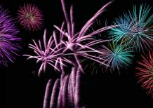 Colorful fireworks against a dark sky