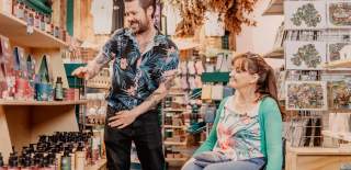 Woman shopping in Born and Bread, Belfast