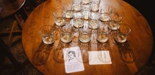 Whiskey glasses on a table for Burns Night