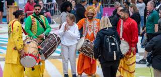 Cultural festival in Birmingham city centre with drums