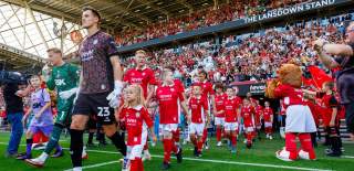Bristol City Football Club walking out at Ashton Gate credit Bristol Sport