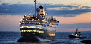 Azores Cruise ship leaving Royal Portbury Docks - Credit CMV Cruises
