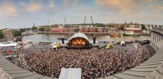 An aerial view of the crowd and stage at Bristol Sounds - Credit Bristol Sounds