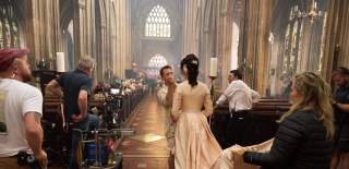 The Forsytes filming at St Mary Redcliffe Church in Bristol - credit Mammoth Screen