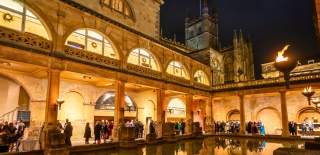The Roman Baths at night