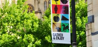 'Gather & Enjoy' banner on Park Street in Bristol - credit Bristol BID