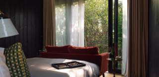 View from eco pod at Mad Swans in the Mendips