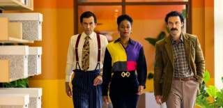Cast of Rivals walking in hallway - credit Disney+
