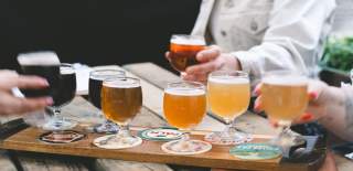 Beer tasters at Froth & Fries - Credit Froth & Fries