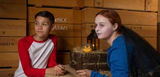 Two people at Brunel's SS Great Britain