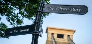 A sign at the Clifton Suspension Bridge showing directions for The Lookout and The Observatory - Credit Lee Pullen Photography for Clifton Suspension Bridge Trust