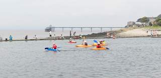 Kayakers in the Marine Lake at Clevedon, near Bristol - credit Allistair Hood