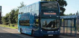 A blue Brislington Park and Ride bus - Credit First Bus