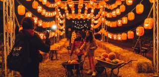 A tunnel of lights at pumpkins at Avon Valley - Credit Avon Valley