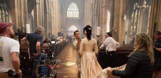 The Forsytes filming at St Mary Redcliffe Church in Bristol - credit Mammoth Screen