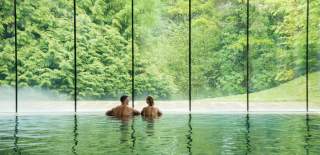 Indoor swimming pool at Cowley Manor Hotel.