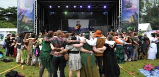 Live music performance at Fantasy Forest Festival at Sudeley Castle in Cheltenham.