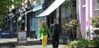 Visitors exploring shops in Montpellier in Cheltenham.
