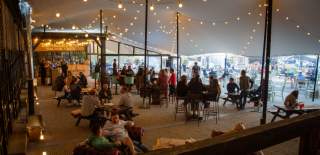 Visitors at Dunkertons Cider in Cheltenham.