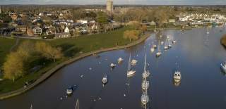 Ariel view of Christchurch town and quay
