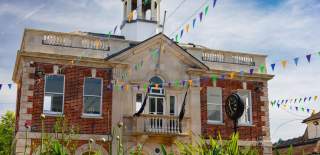 The Old Town Hall from the front with bunting