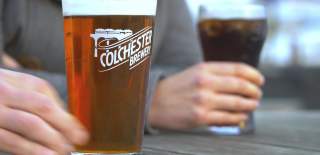 A pint of beer in a Colchester Brewery Glass