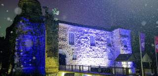 Colchester Castle in the Snow at Night