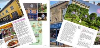 Two pages of a magazine featuring the Cotswolds