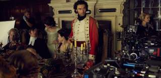 Filming a scene for Poldark at Chavanage House