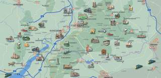 Illustrated map of the CotswoldsPlus Local Visitor Economy Partnership area