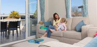 mother and child on sofa