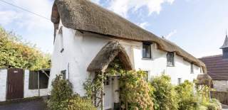 thatched cottage on a sunny day
