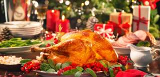 turkey at christmas dinner table