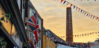 Street in plymouth with bunting