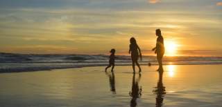 family on beach