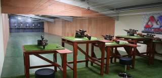 guns in a shooting range in Devon