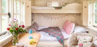 Inside a snug hut at Wolds Edge Holiday Lodges